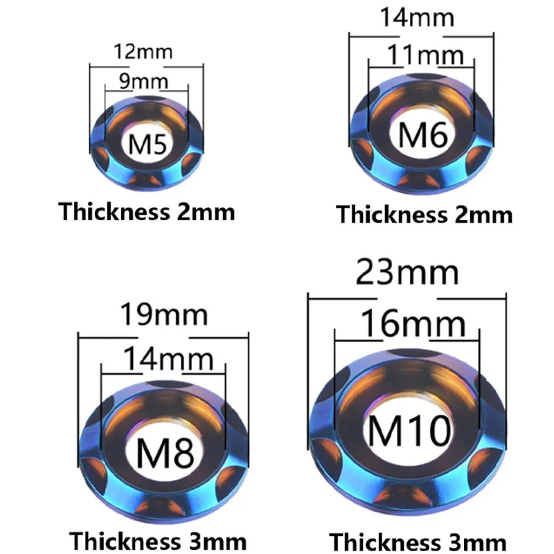 1Pcs TC4 Titanium Alloy Washers M5 M6 M8 M10 Fancy Decoration Gasket for Car Motorcycle Gasket Spacer