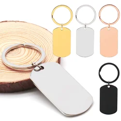 50Sets Dog Id Tags Stainless Steel Rectangle Blank Stamping Pendants Military Soldier Card Jewelry Making DIY Necklacer Key Ring