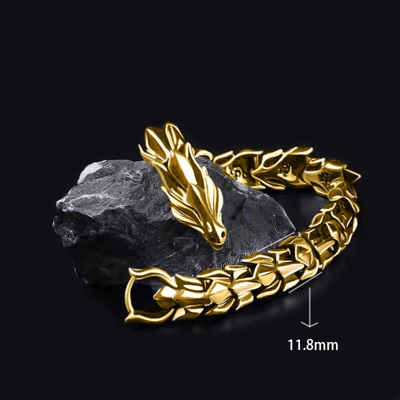 3 Color 20CM Men\'s Viking Domineering Dragon Vintage Punk Hiphop Bangle Bracelet Birthday Gift