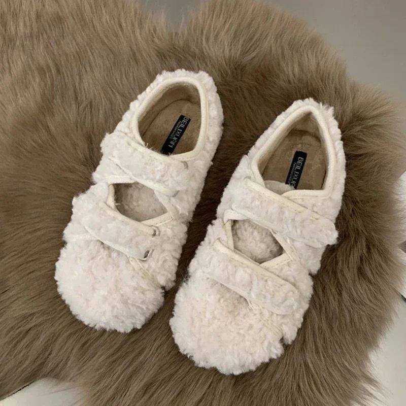 

Fur Flats Women Cotton Shoes Fashion Casual Snow Boots 2025 Winter Walking Loafers Shoes New Cozy Warm Brand Sport Mujer Zapatos