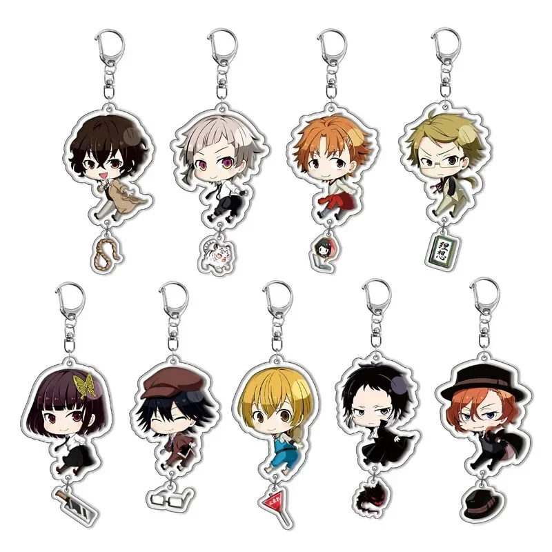 

Anime Figure Dazai Osamu Kunikida Doppo Edogawa Rampo Nakajima Atsushi Key Ring Fashion Acrylic Key Chain Model Plate Fans Gift