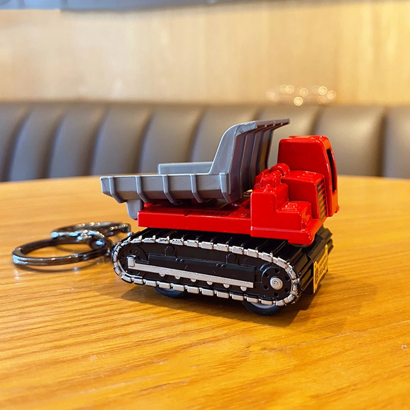 Cartoon Excavation Engineering Car Key Chain Shoveling Forklift Drilling Locomotive Kids Toys Keychain Women Bag Pendant Keyring