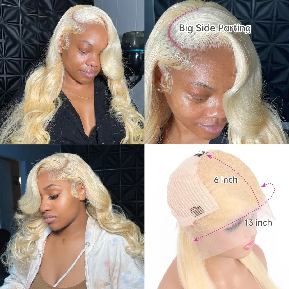 Transparent Lace Front Wig 613 Blonde Body Wave13x4 13x6 360 Lace Frontal Wigs 180 200 220 Density Brazilian Human Hair Wig Pre Plucked Brazilian Remy Hair Wigs