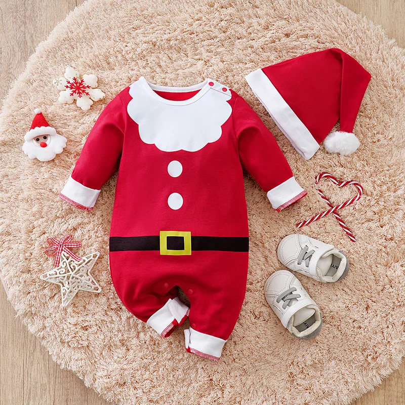 Prowow الطفل عيد الميلاد السروال القصير الأحمر الزنجبيل خبز الكرتون ارتداءها مع قبعة عيد الميلاد 2 قطعة بلدي أول السنة الجديدة الطفل زي 2026 #2