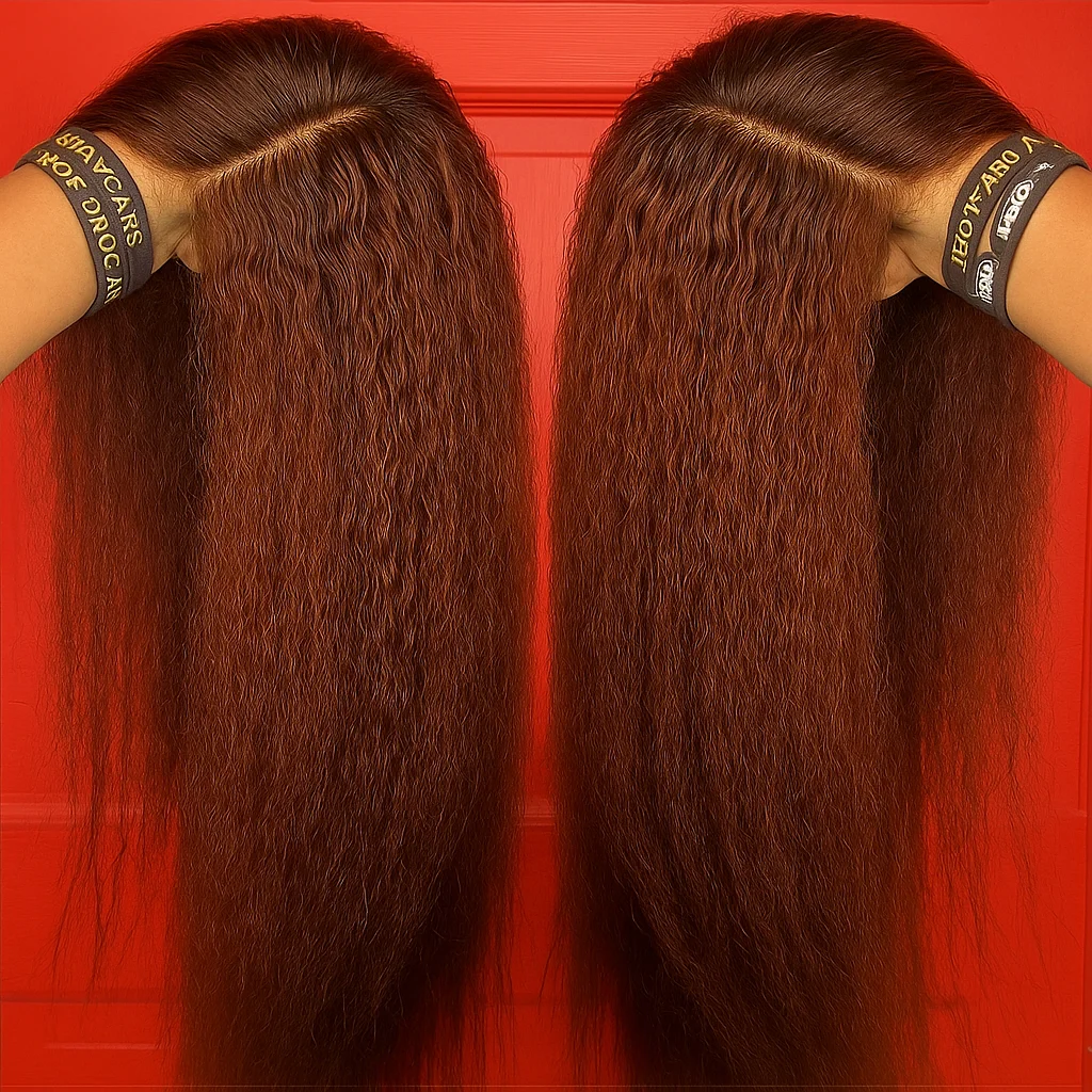 براون ياكي غريب شعر طبيعي مفرود شعر مستعار 13x6 قبل قطع الدانتيل الجبهة غلويليس قبل قطعها شعر مستعار للمبتدئين للنساء السود #1