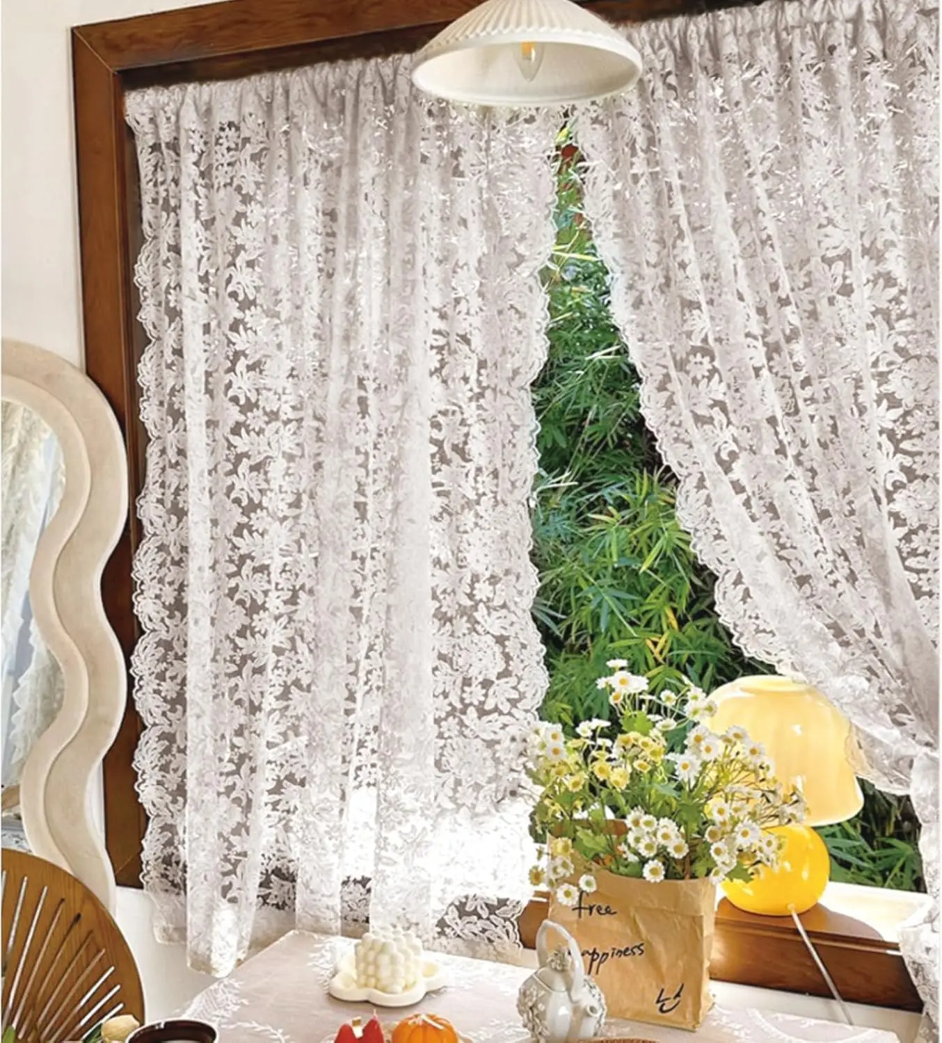 Vintage French Lace Curtains,Suitable for Living Rooms, Bedrooms, And Various Other Spaces, Perfect for Rustic Pastoral Decor