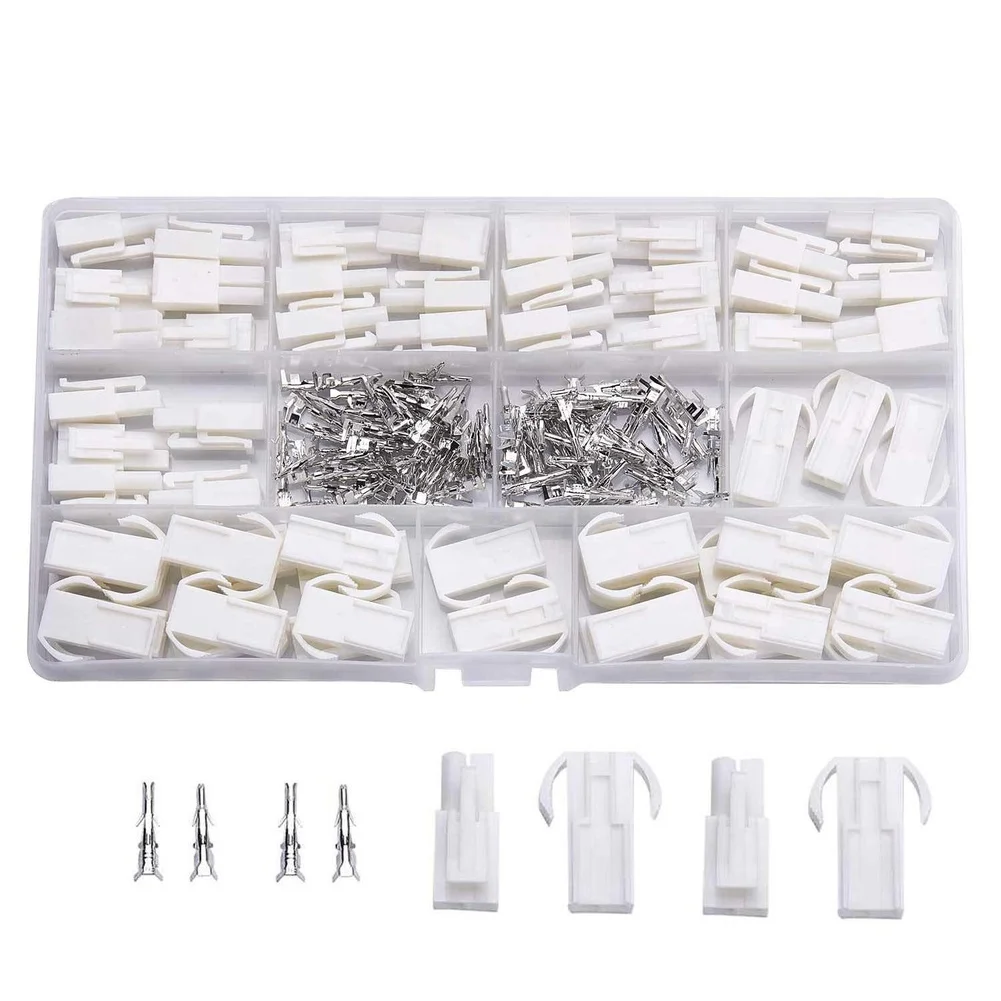 180PC Car Electrical 2P Connector Set with Male Female Terminals for Wiring Needs Featuring Tin Plated Copper for Conductivity