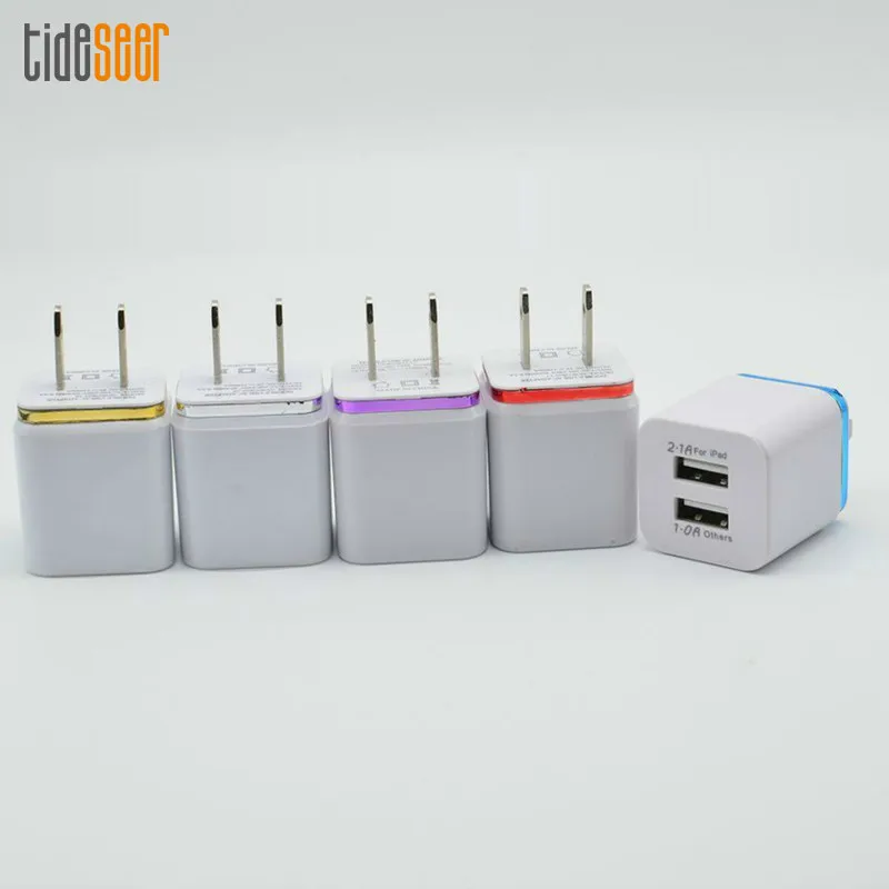 

5V 2.1A+1A Double USB AC Travel US Wall Charger Plug Dual 2 Port Home Power Adapter for iPhone HTC Samsung Smart Phone 1000pcs