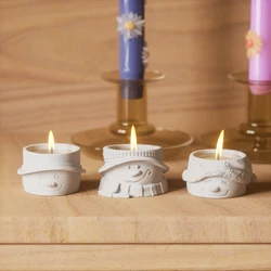 Christmas Snowman Candle Holder Silicone Molds for Concrete and Cement DIY Tealight Candle Holder Jesmonite Mould Home Decor