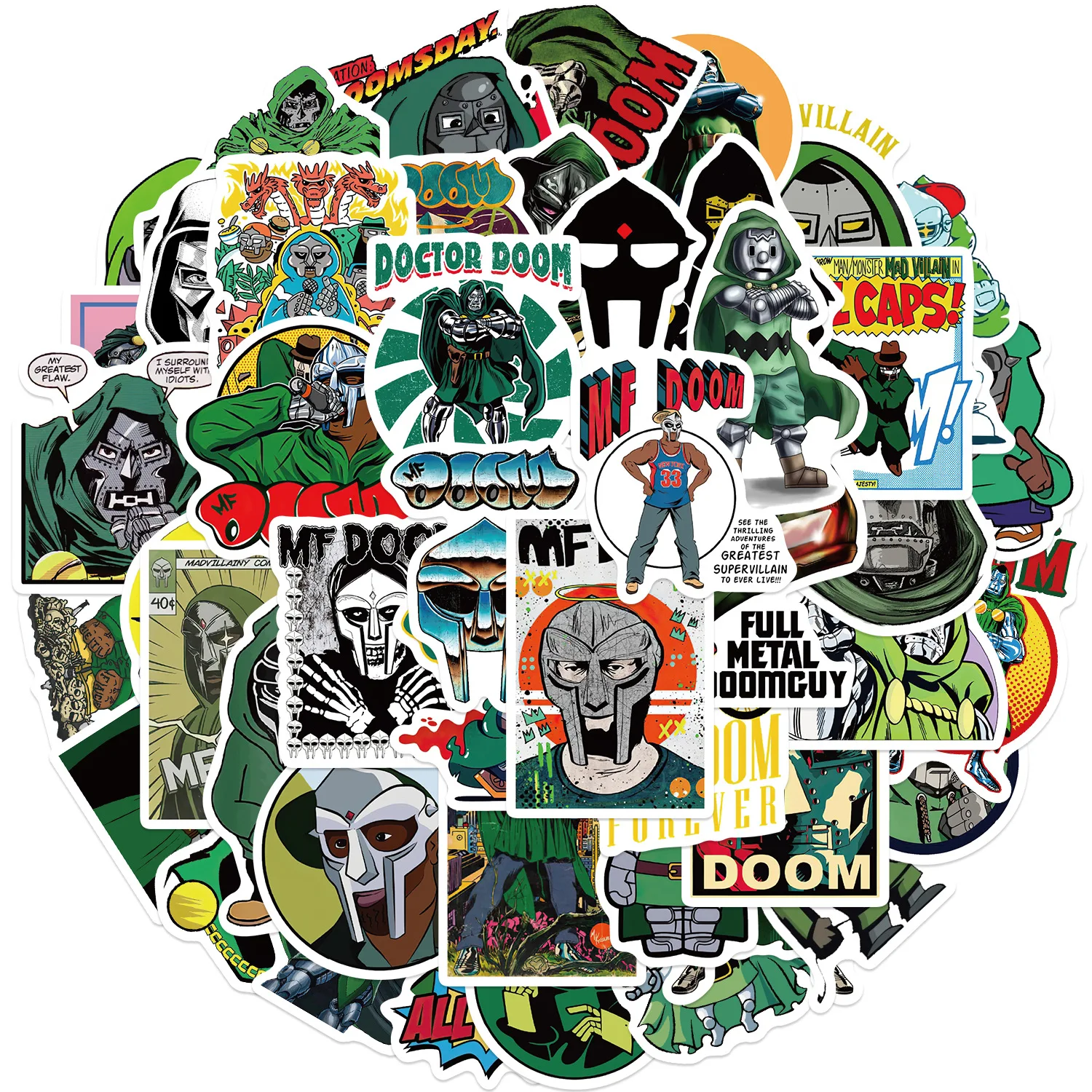 

50 шт., водонепроницаемые наклейки для певицы в стиле хип-хоп MF Doom Themes для подарков, бутылки с водой, чашки для ноутбука, велосипеда, скейтборда, багажного ящика, винил