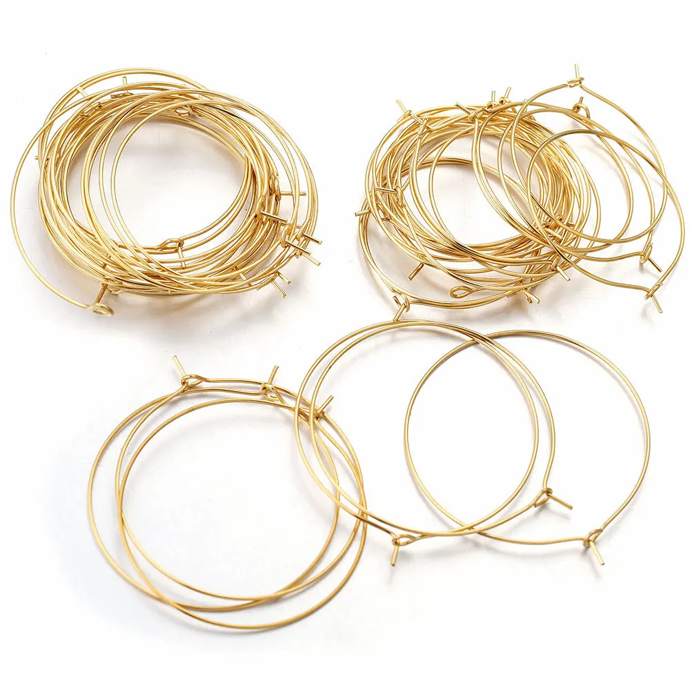 Beading Hoop Loop Brinco Base, Ear Wire, Big Circle para Fazer Jóias DIY, Charme Artesanato, 50Pcs