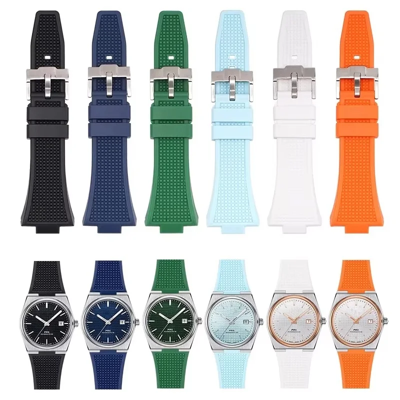 

Ремешок для часов Tissot PRX Series Convex End Strap T137.407/T137.410 Super Player, водонепроницаемый, из резины и силикона, мягкий браслет, 12 мм.