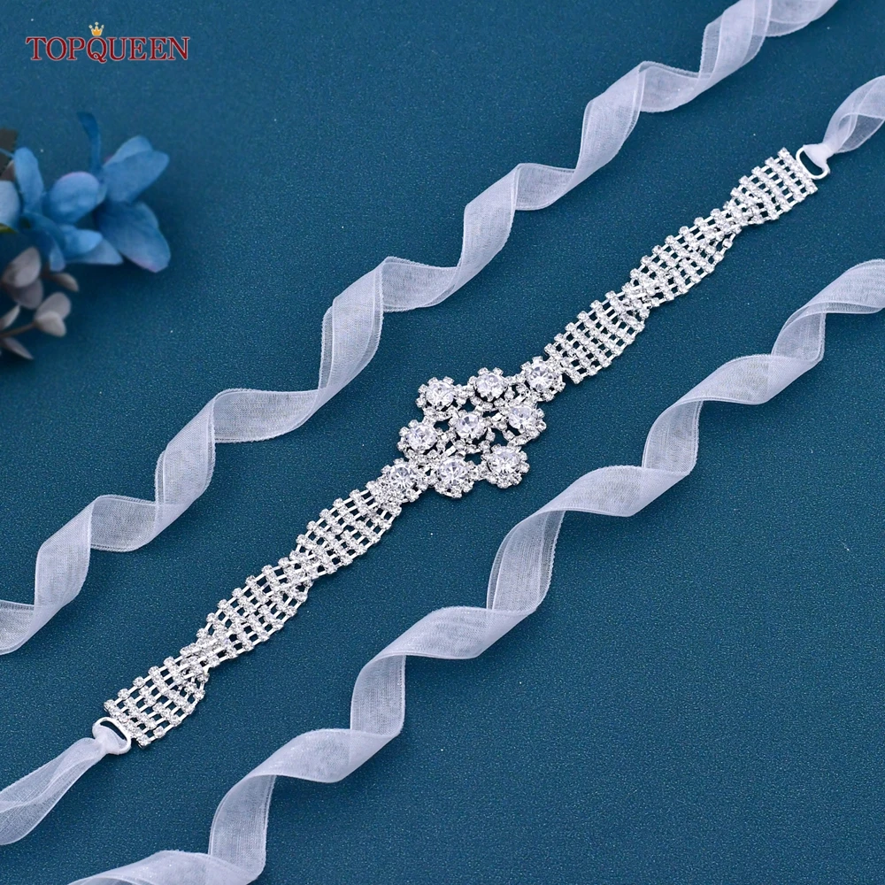 Topqueen s98 bride belt sparkly prata diamante corrente casamento strass applique decoração festa à noite vestido feminino faixa