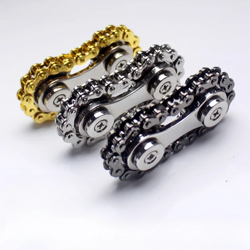 Sprockets Flywheel Fingertip Gyro Antistress Anxiety Metal Bike Chains