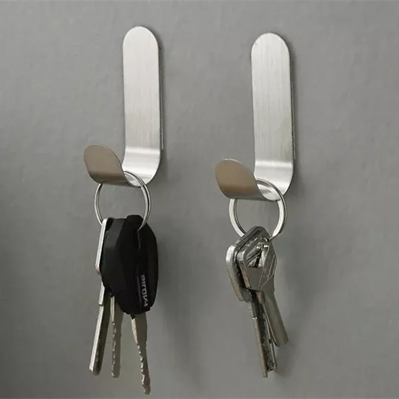 4/6/8PCS Strong Stainless Steel Self-Adhesive Wall Hooks Waterproof Sticky Hooks Bathroom Hang Towel Keys Coat Bags Kitchen Hook