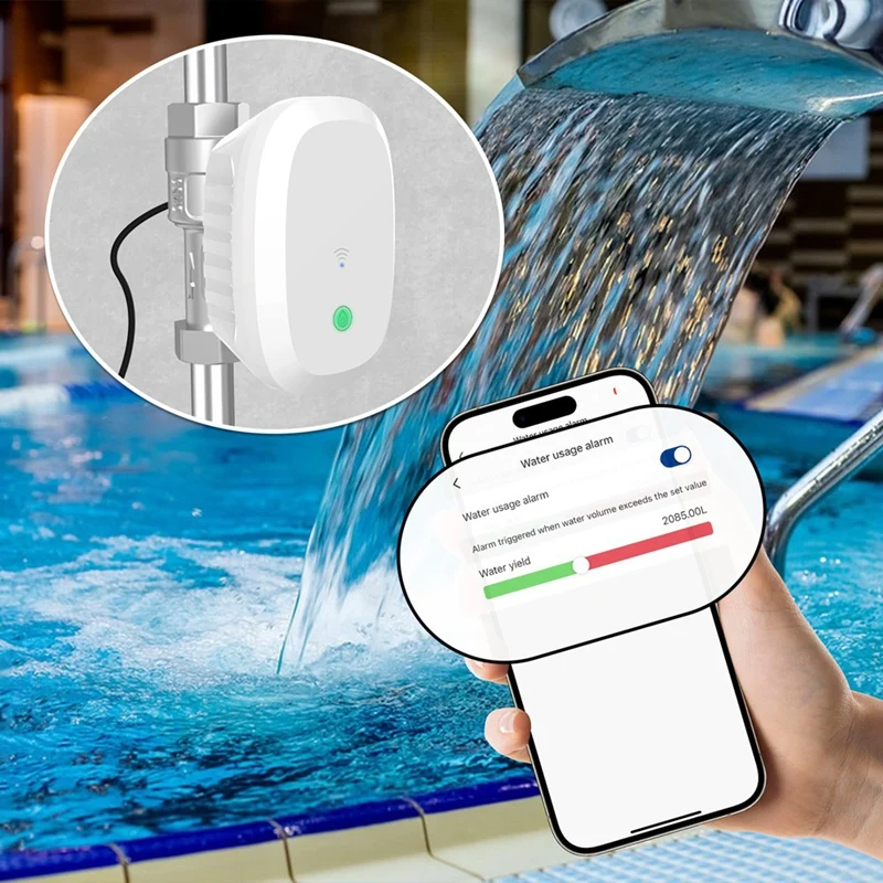 FFYY-Tuya Wifi วาล์วน้ําเชื้อเพลิง Flow Rate Meter Smart Life น้ํารั่ว Detection Alarm สําหรับ Alexa Google