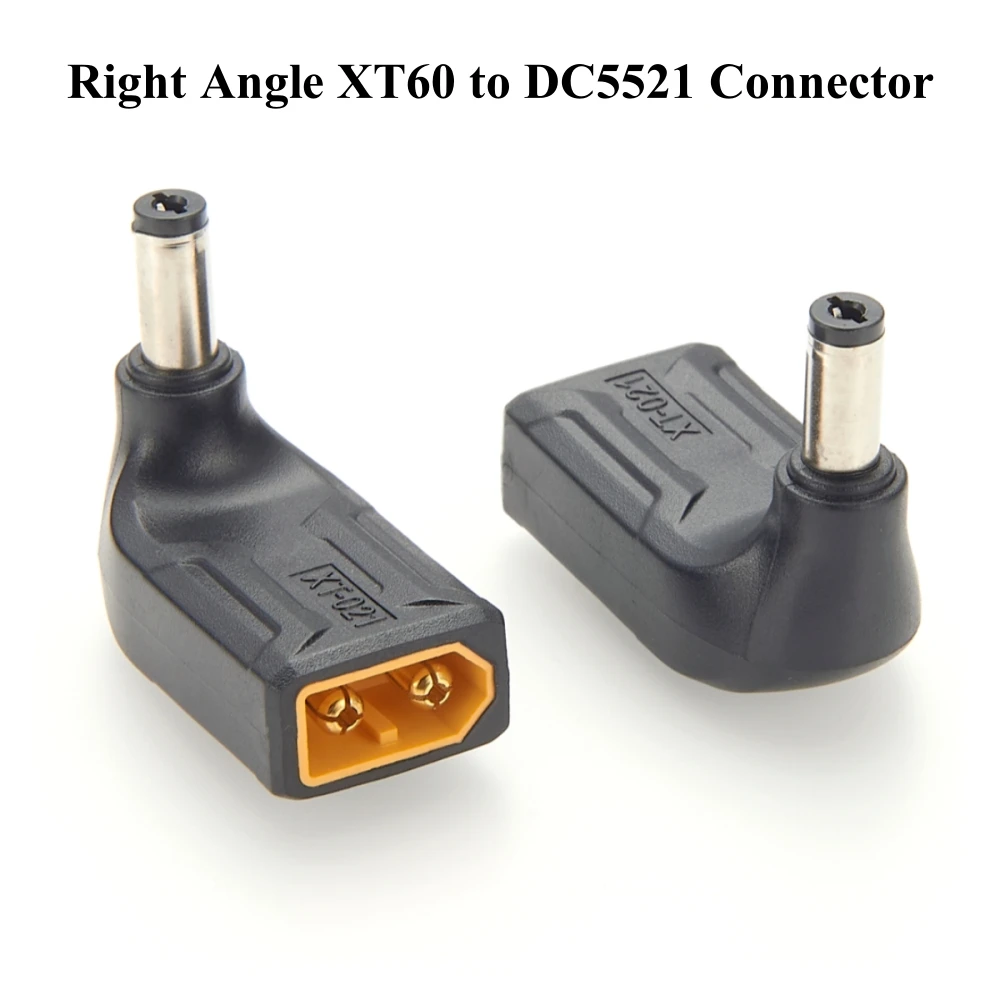 5pcs Right Angle XT60 to DC5521 Connector XT60 Male to DC 5.5mm X 2.1mm Power Wireless Adapter for Portable Power Station Solar