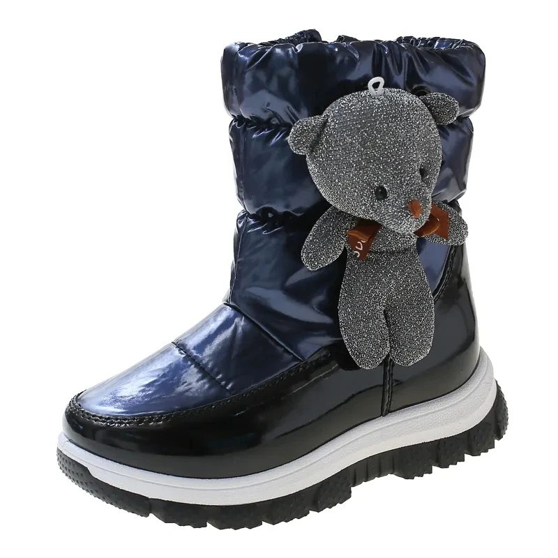 Botas de neve impermeáveis para crianças, lã real, quente, sapatos de bebê, meninas, meninos, crianças,-30 graus, inverno,-30