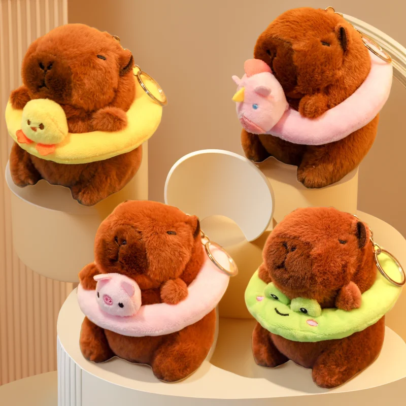 Swimming Ring Capybara Plush Capybara Keychain Stuffed Animals Cute Toy Capybara Doll Capybara Bag Pendant Headgear