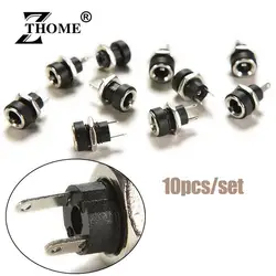 10PCS DC Power Supply Jack Socket Female Panel Mount Connector 2-Pin 5.5 X 2.1mm Plug Adapter 2 Terminal Types 3A 12v