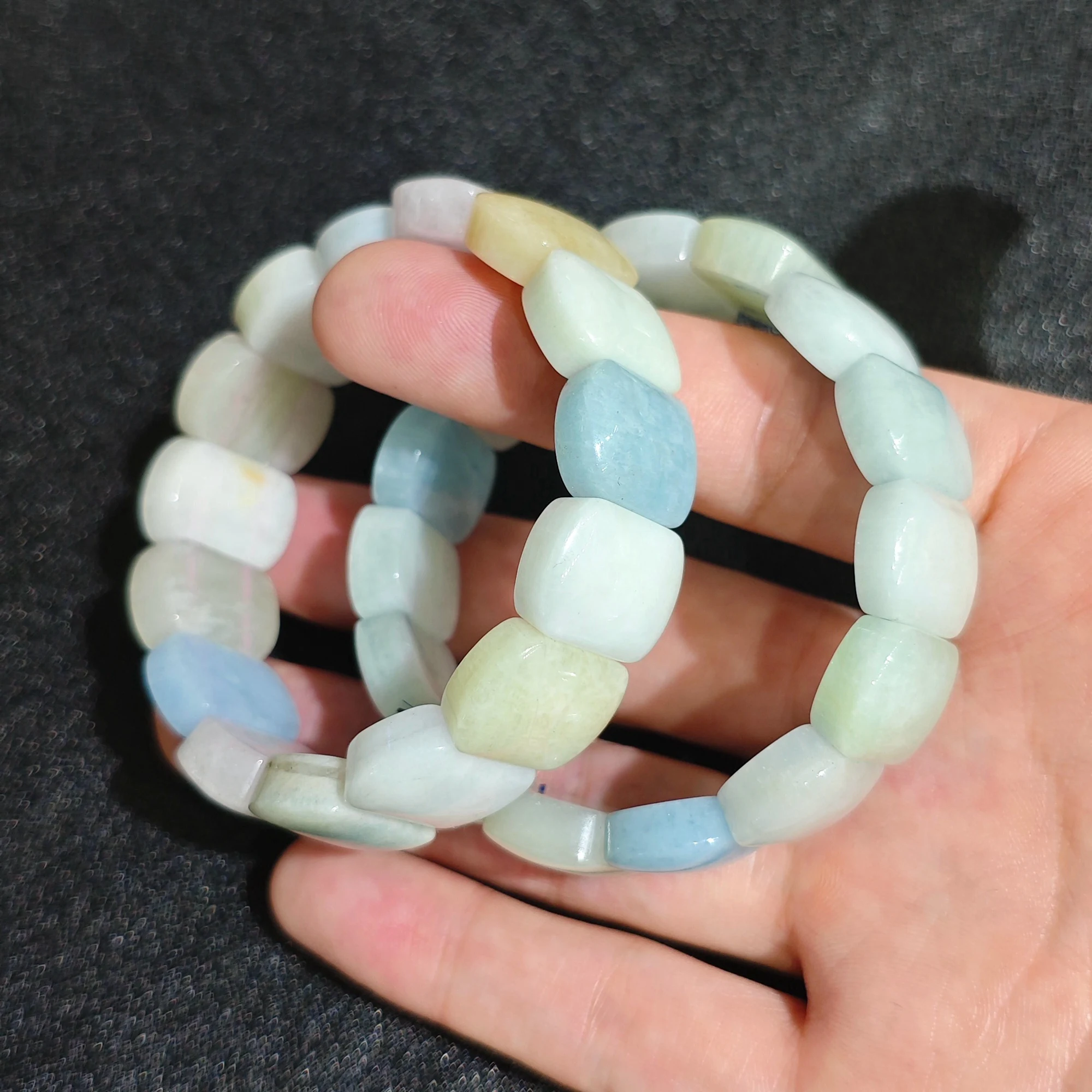 Natural Aquamarine Bracelet Gemstone Large Nugget Pebble Beads Pastel Blue Bangle Cuff Crystal Jewelry Supply 1 Piece