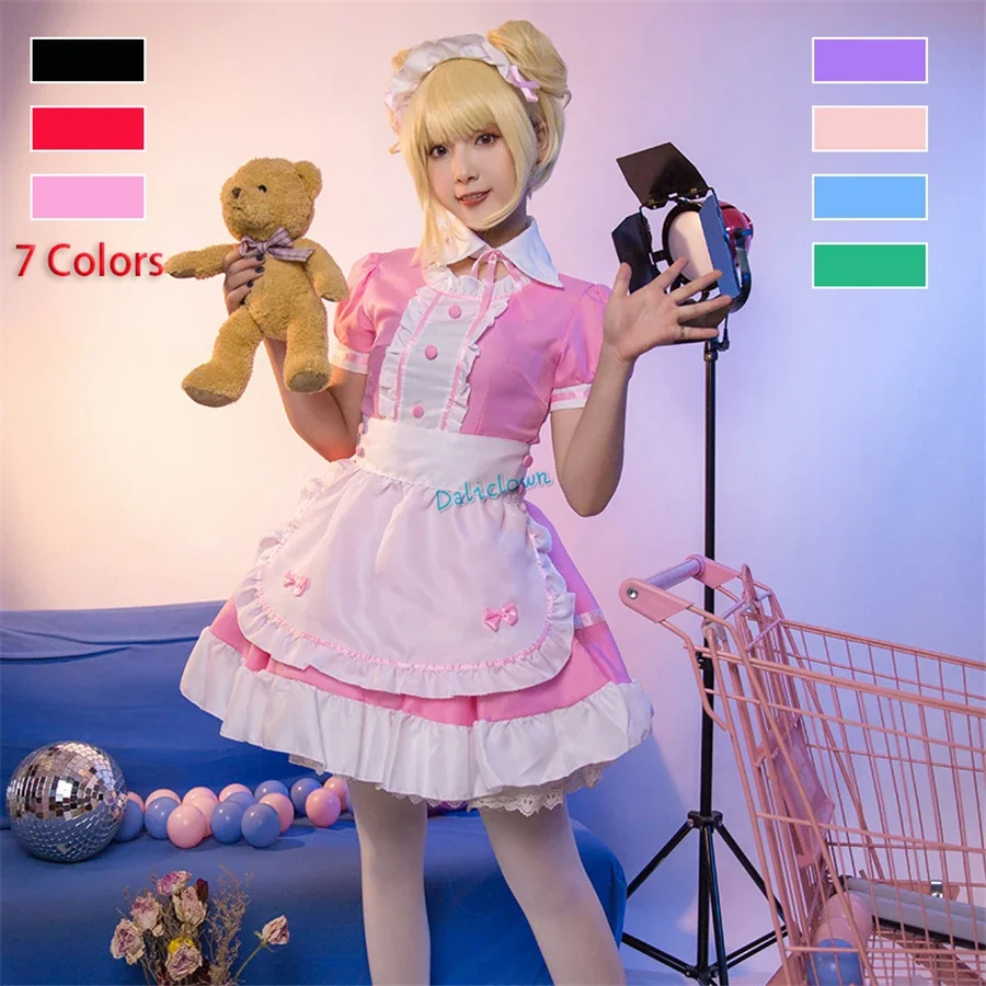 Nero rosa cameriera vestito uomo donna dolce gotico Lolita vestito Anime Cosplay Costume grembiule vestito uniforme Plus Size Costume di Halloween