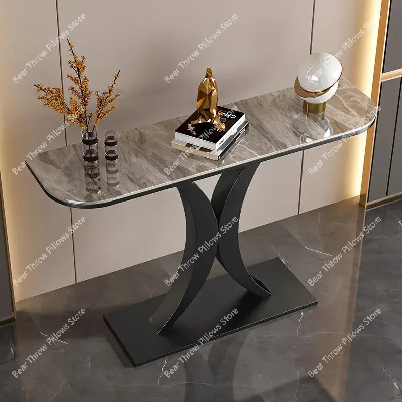 Modern Light Luxury Slate Console Tables Living Room Furniture Entrance  Home Wrought Iron Against The Wall Hallway Table