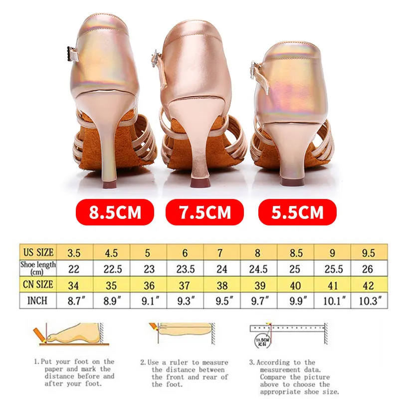 Nowe kobiety Latin Dance buty miękkie dno balon Salsa profesjonalne buty do tańca dla kobiet dziewczyny wysokie obcasy 5.5CM/7.5CM/8.5CM