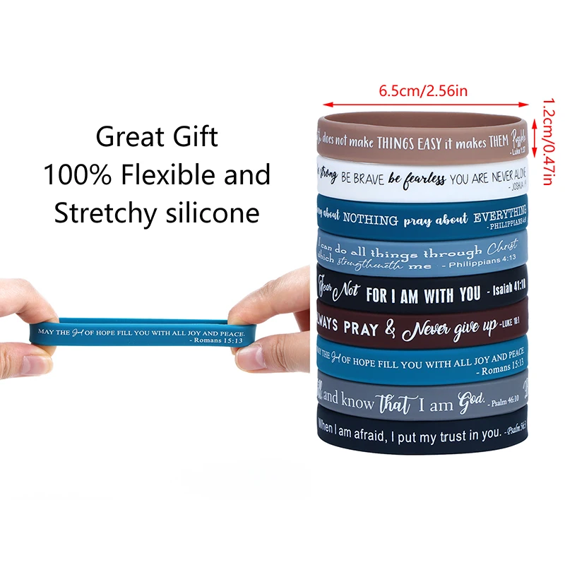 36 Pcs Religious Silicone Wristbands Bulk Bible Rubber Bracelets Colorful Inspirational Christian Silicone Wristbands