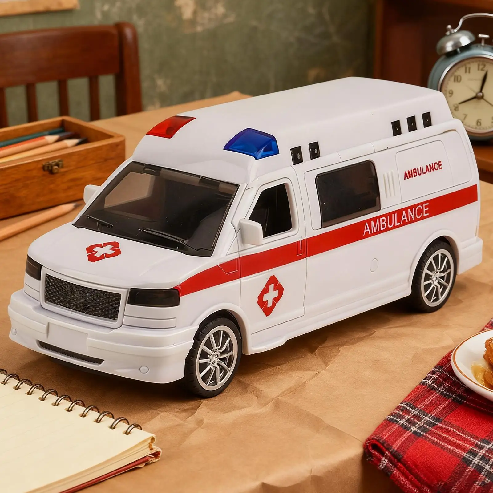 Toy Car Realistic Inertia Vehicles Light Up Kids Ambulance Car Toy For Yard Living Room Party Birthday Toddler Children Pupils