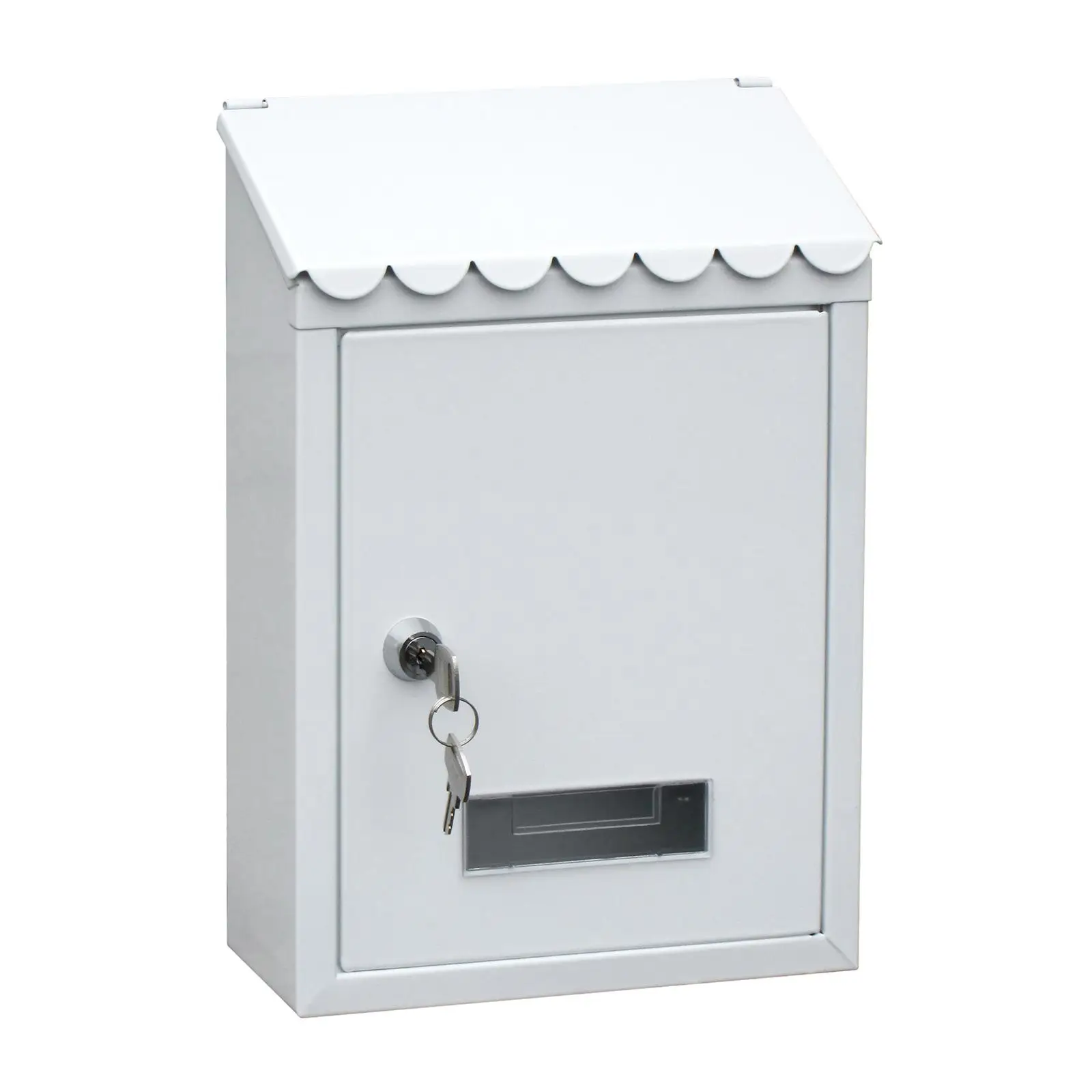 Solid Mailbox Letterbox Wall Mounted Mail Secure Locking Mail Box Top Loading Gate Secure Drop Box with 2 Keys, Install Screws