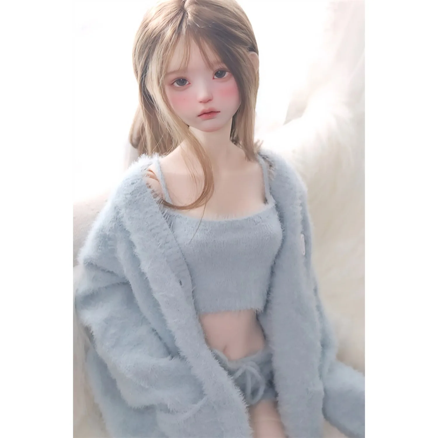 1/3 1/4 in stock fluffy outfits cardigan+ vest+ pants clothes set 58-65cm puyoodoll BJD