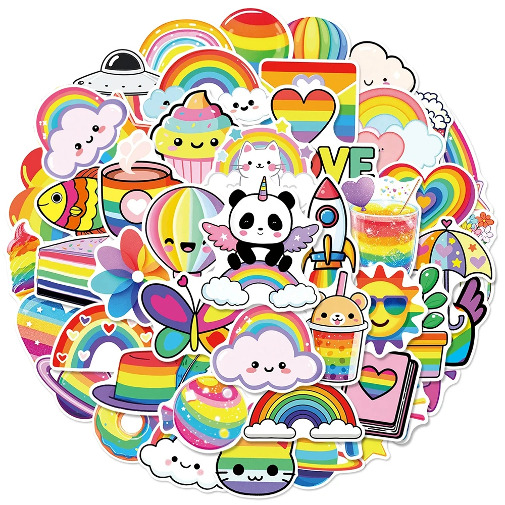 

10/30/50pcs Cute Cartoon Rainbow Graffiti Stickers Decals DIY Laptop Phone Suitcase Diary Bike Decoration Wall Sticker Kids Toys