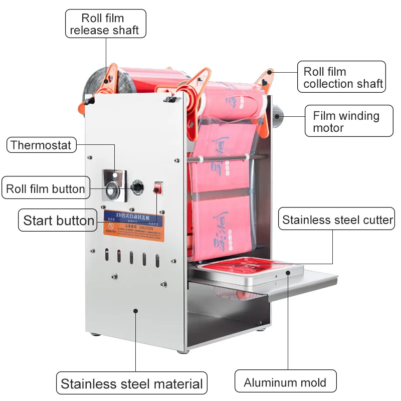 Semi-Auto Tray Sealing Machine Food Ready Meal  Container Heat Sealer  Tofu Packing Machine Plastic Trays for Meat Baked Meat