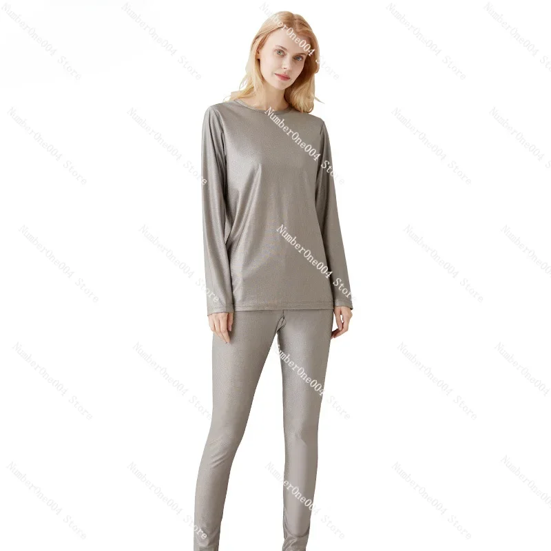 Suitable for women's radiation protection clothing, long-sleeved long johns set, silver fiber anti-electromagnetic radiation