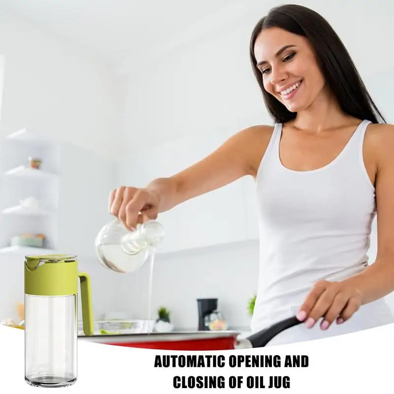 Oil Bottle Olive Oil Dispenser Oil Cruet Automatic Opening Vegetable Oil Pot Pour Oil Container Seasoning Storage Bottle