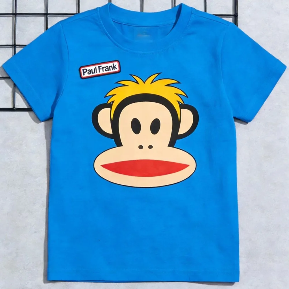 Summer New Big Mouth Monkey Children's T-shirt Men's and Women's Mesh Round Neck Cartoon Top Middle and Large Children's Casual