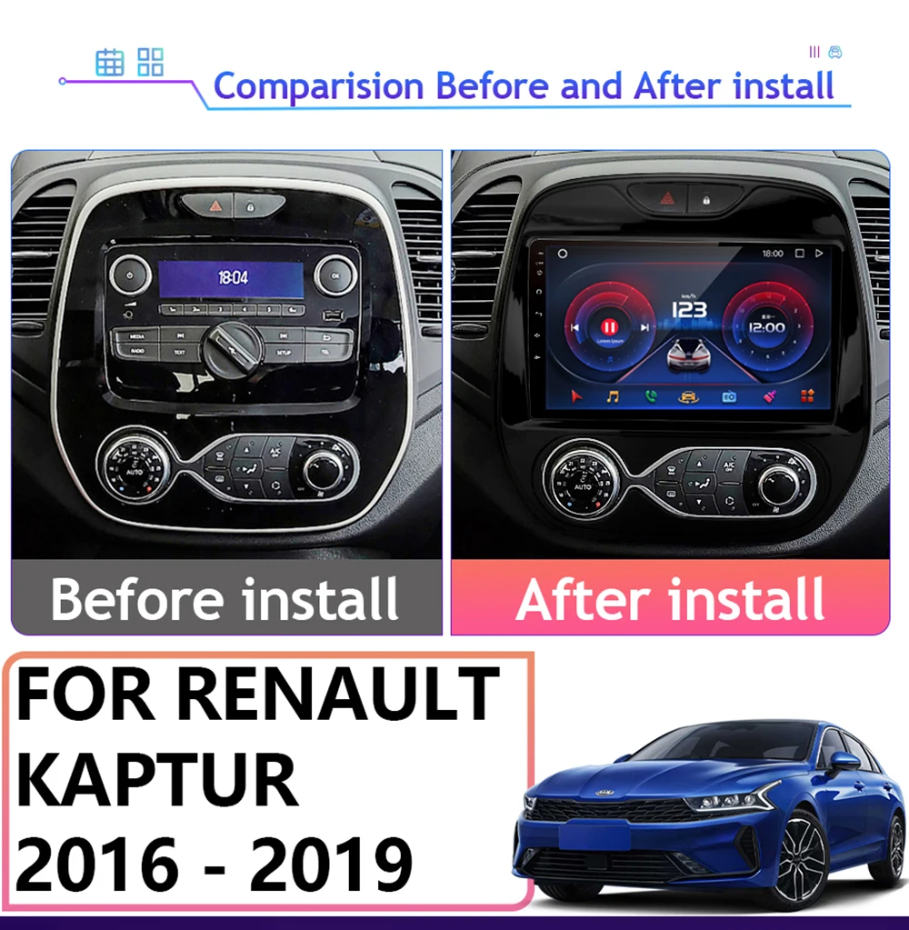 Car Android For Renault Captur Kaptur CLIO Samsung QM3 2011 - 2018 Stereo Multimedia Video Player GPS Navigation No 2din DVD DSP