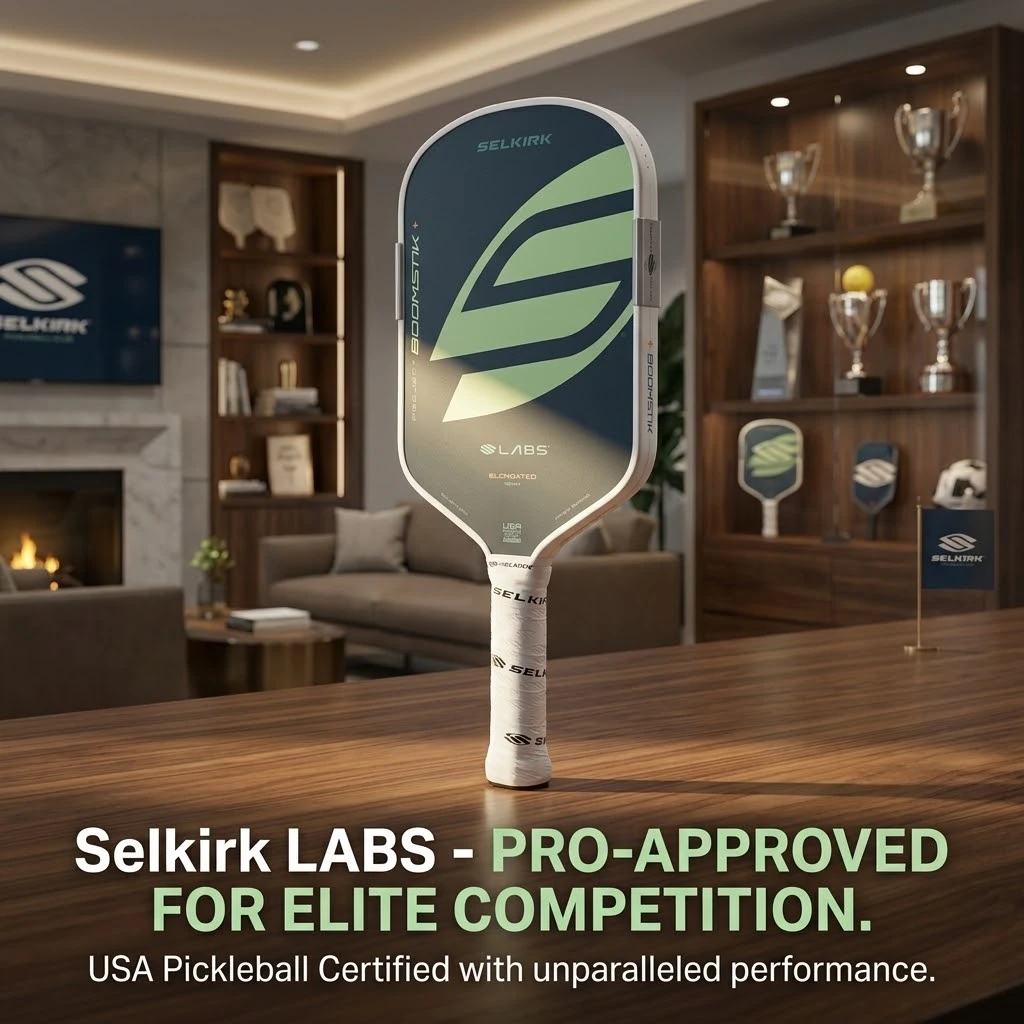 

Selkirk LABS Boomstik Elongated T700 Raw Carbon Fiber 16mm High Spin Large Sweet Spot Control Professional Pickleball Paddles