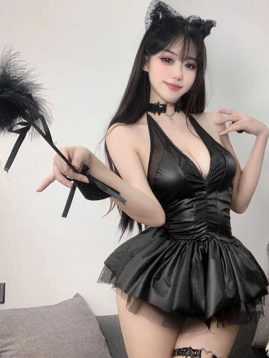 مثير بو ort تنورة الشيطان تأثيري loween الاسمية مجموعة صغيرة الشيطان لطيف فتاة orm قطعتين دعوى للنساء Faion