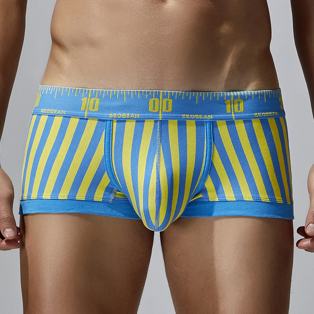 

Men Vertical Striped Briefs U-shaped Bulge Pouch Shorts Tight Slim Breathable Underpants Cotton Comfortable Soft Underwear