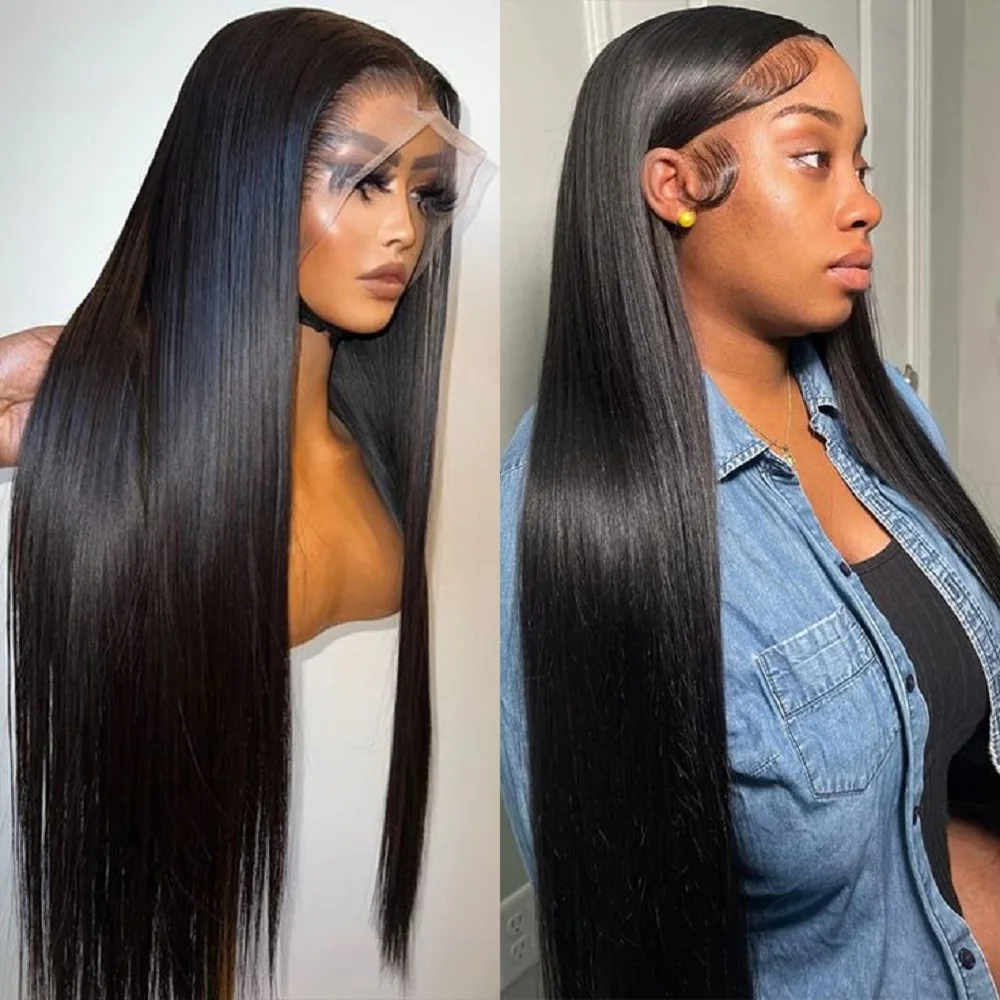 

28 Inch Straight HD Lace Front Wigs Human Hair Pre Plucked 12A 180 Density 13x4 Transparent Lace Frontal Wig with Baby Hair