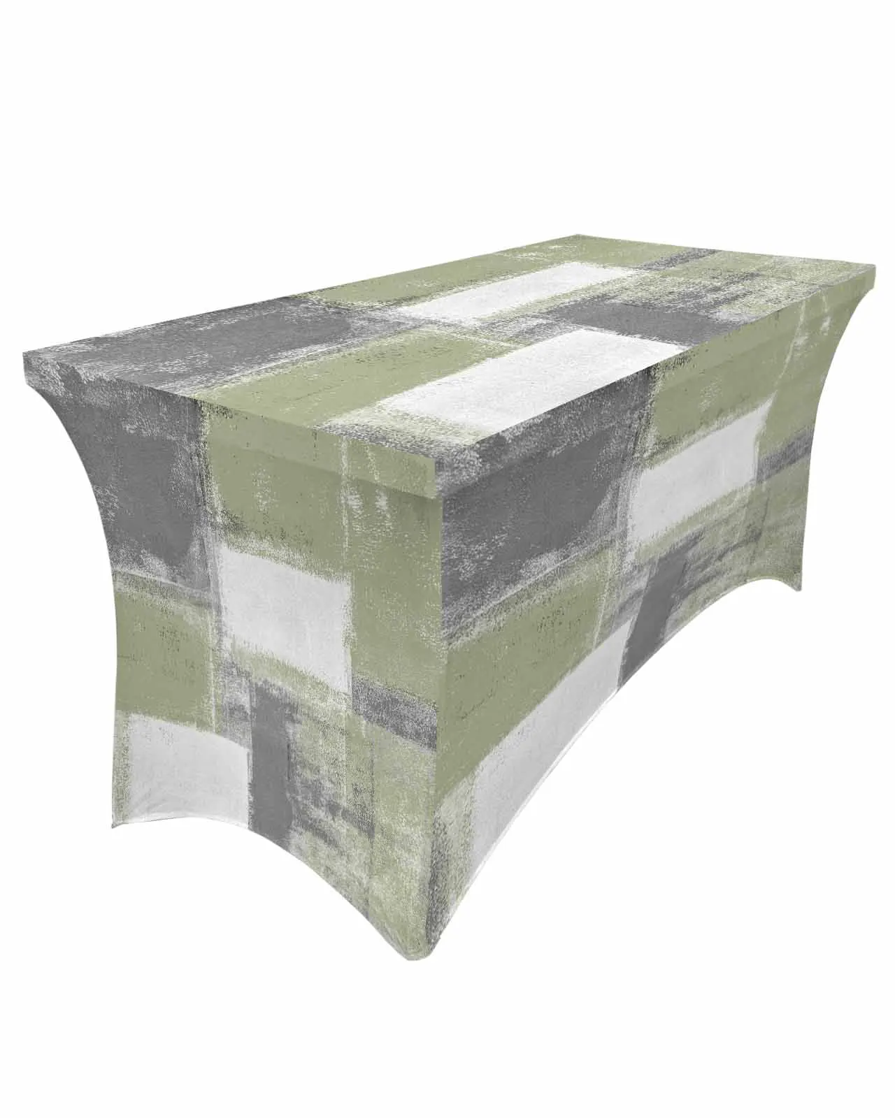 Sage Green Oil Painting Texture Paint Elastic Table Skirt Wedding Birthday Table Decoration Table Skirt Tablecloth for Party