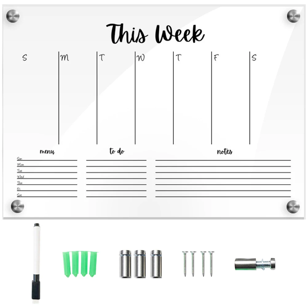

1 set Message Note Board Minimalist Wall Calendar Transparent Erasable Planner Acrylic Schedules Family Office Home Decor