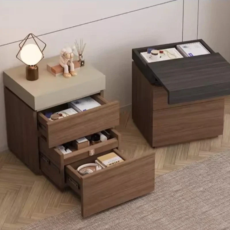 Multifunctional hidden compartment bedside table hidden storage cabinet bedroom nightstands and side tables Chest of drawers