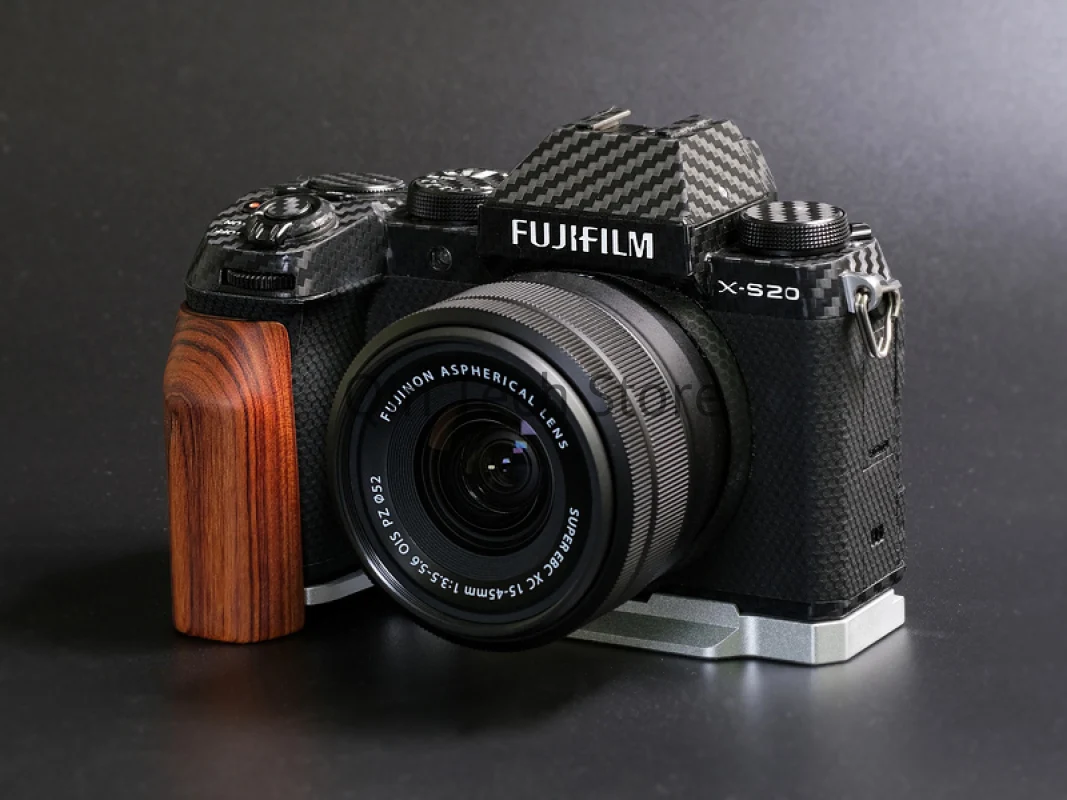 Wooden L Shape Plate Bracket Tripod Quick Release Base Ebony Hand Grip Fr Fujifilm Fuji Xs20 X-s20 Digital Camera Arca-Swiss RSS