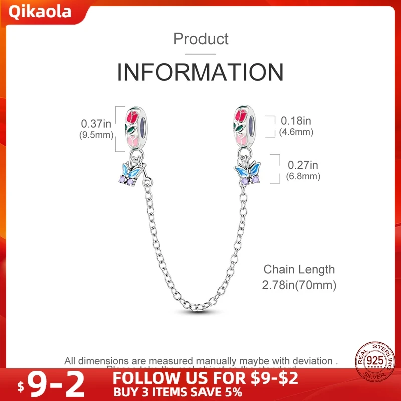 S925 Sterling Silver Safety Chain-Confession Bouquet Fit Original pand 3mm Bracelet&Bangle For Women Birthday Fine Jewelry Gift