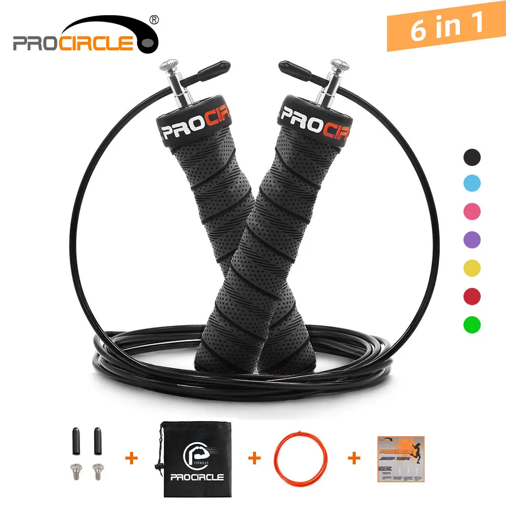 Cuerda para saltar de Crossfit, velocidad y ponderado, cuerda de saltar de alambre ajustable con esfera de Cable Extra, rodamientos, Mango