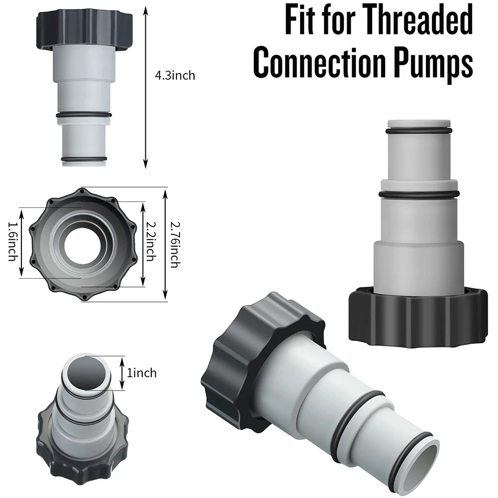Plastic Hose Adapter Kits with Collar for Intex 4000 2500 2000 1500 ARU Threaded Connection Pumps Pool Parts Supplies