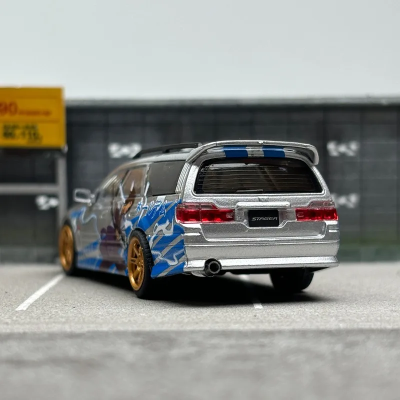 Zoom Diecast 1/64 مقياس نيسان سبيكة نموذج سيارات نيسان GTRR34 Stagea1iWC34 260RS كروك واجون الأزرق تحصيل لعب المركبات